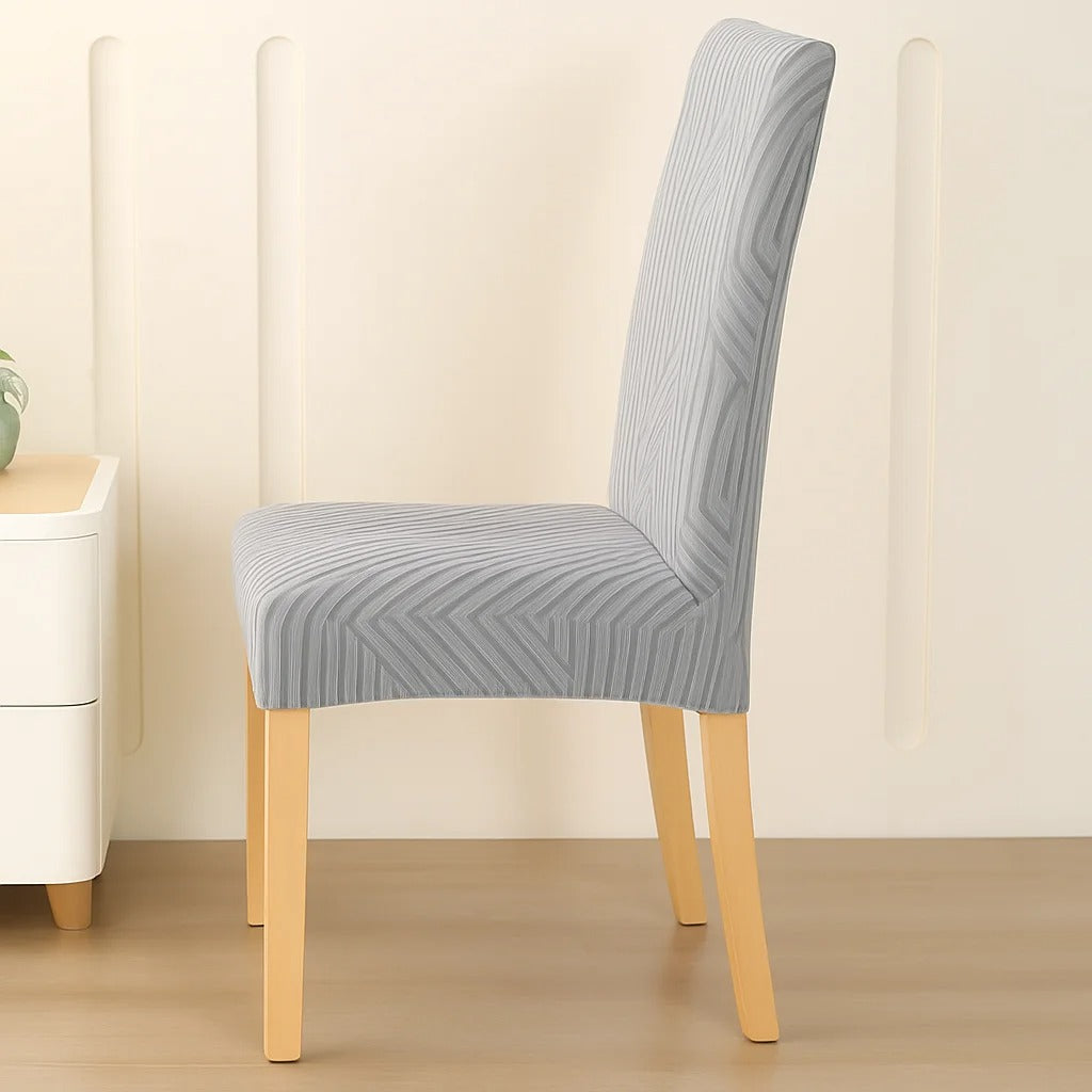 POKROWIEC NA KRZESŁO ŻAKARD Warkocz JASNY SZARY Uniwersalny Elastyczny Premium